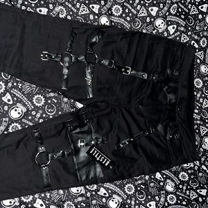 Restyle Black gothic HARNESS JEANS high waist, slim fit pants (Brand New)